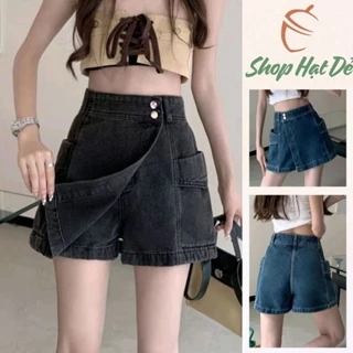 Quần shorts jeans nữ giả váy lưng cao GV01, chân váy ngắn chữ a dáng ôm hot trend 2024 Shop Hạt Dẻ