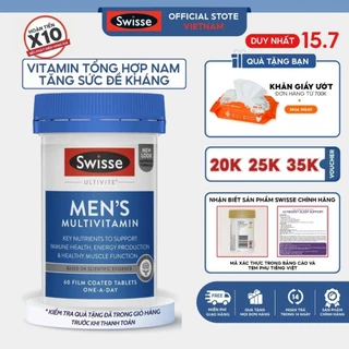 Vitamin tổng hợp cho nam giới Swisse Ultivite Men's Multivitamin 60 viên tăng cường sức khỏe toàn diện