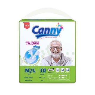 [Chính hãng] Bộ 2 Tã dán người lớn Canny size M/L 10 miếng/gói siêu mềm, siêu thấm hút vòng bụng 68-122cm