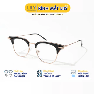 Gọng kính cận nam nữ LILYEYEWEAR mắt tròn càng kính thanh mảnh nhẹ nhàng kiểu dáng dễ đeo 9004