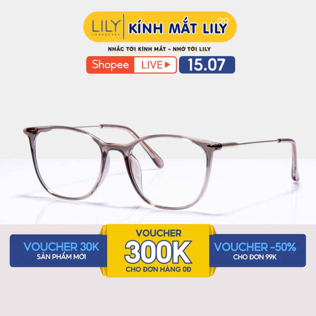 Gọng kính cận nam nữ Lilyeyewear mắt vuông , chất liệu nhựa thanh mảnh nhẹ nhàng càng 1889