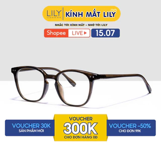 Kính gọng vuông nam nữ LILYEYEWEAR chất liệu nhựa dày dặn kiểu dáng cơ bản dễ đeo 7187