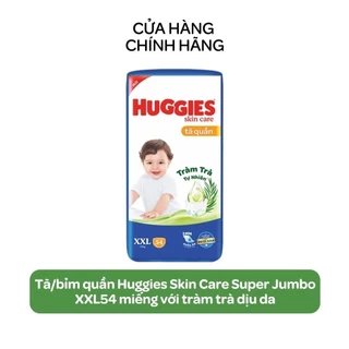 [Quà tặng không bán] Tã/bỉm quần Huggies Skin Care Super Jumbo XXL54 miếng với tràm trà dịu da