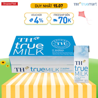 Thùng 48 hộp sữa tươi tiệt trùng ít đường TH True Milk 180ml (180ml x 48)