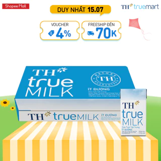 Thùng 48 hộp sữa tươi tiệt trùng ít đường TH True Milk 110ml (110ml x 48)