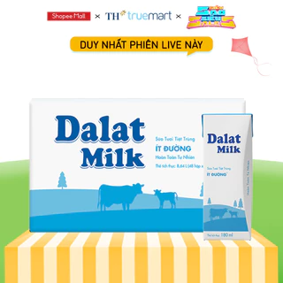 Thùng 48 hộp sữa tươi tiệt trùng ít đường Dalatmilk 180ml (180ml x 48)