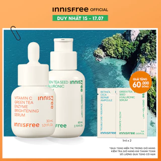 Bộ đôi serum cấp ẩm - dưỡng sáng da Tinh chất INNISFREE GreenTea Seed Hyaluronic 80mL và Vitamin C Green Tea Enzyme 30ml