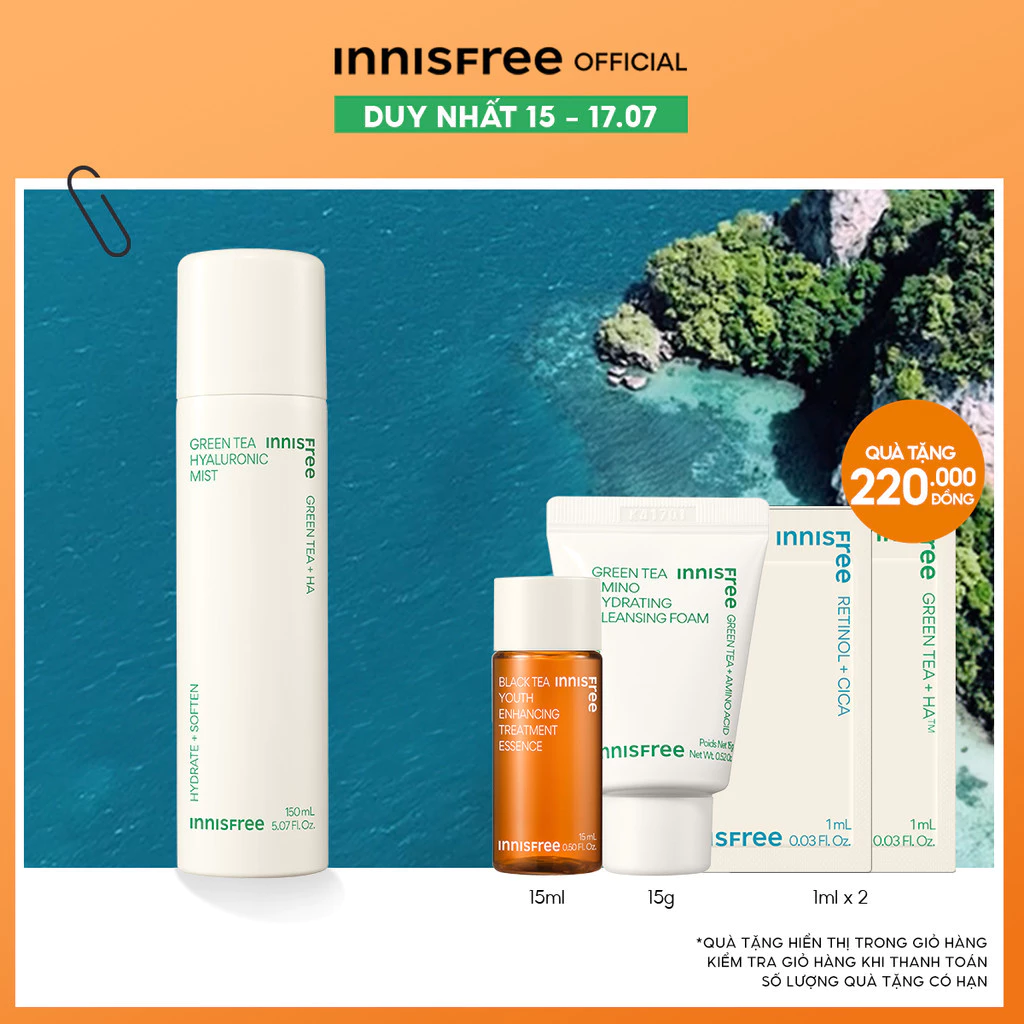 Xịt khoáng dưỡng ẩm từ trà xanh đảo Jeju INNISFREE Green Tea Mist 150ml