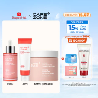 Bộ Tinh Chất phục hồi Carezone A-Cure Blemish Quick Soothing Ampoule 50ml +  Toner Pad A-cure SkinSurface Clear 70 Miếng