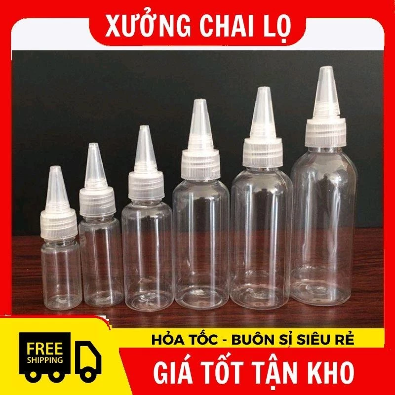 Chai Lọ Chiết Mĩ Phẩm  Vỏ Nhựa Pet Nút Nhọn 150ml,200ml,250ml Chiết Mực,