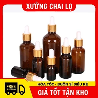 Chai Lọ Chiết Serum , [50ml,100ml] Đựng Tinh Dầu Bóp Giọt Khoen Vàng ,