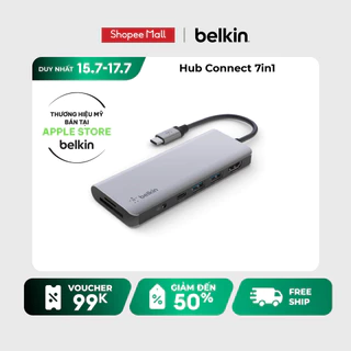 Hub chuyển đổi Belkin 7 trong 1 USB-C Multiport - HDMI 4K 30Hz, 100W PD, 2xUSB-A 3.0, 3.5 mm audio, SD 3.0,microSD 3.0