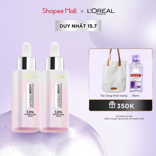 Bộ 2 Serum L'Oreal Paris Glycolic Bright Instant Glowing Serum 1.0% Glycolic Acid 30mlx2