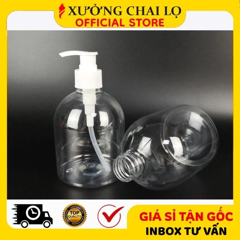 Chai Xịt Vòi Nhấn ❣️BUÔN SỈ RẺ❣️ Chai Nhựa Pet Vòi Nhấn Sữa Tắm 500ml, 1 Lít Chiết Mỹ Phẩm