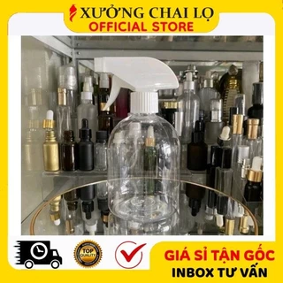 Chai Vòi Xịt Kính ❣️BUÔN SỈ RẺ❣️ [500ml] Chai Nhựa Pet Vòi Xịt Kính 500ml Béo Lùn Rỗng Chiết Mỹ Phẩm, Dung Dịch .