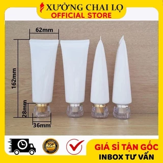 Tuýp Chiết Mỹ Phẩm ❣️BUÔN SỈ RẺ❣️ Tuýp Nhựa (Tube) 100ml Nắp Hột Xoàn Đa Giác Vàng, Bạc Chiết Sữa Rửa Mặt, Dầu Gội