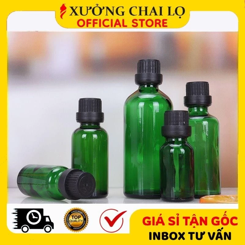 Chai Lọ Chiết Serum ❣️BUÔN SỈ RẺ❣️ [5ml-100ml] Chai Lọ Đựng Tinh Dầu Xanh Lá Nắp Vặn Đen, Trắng Chiết Serum .