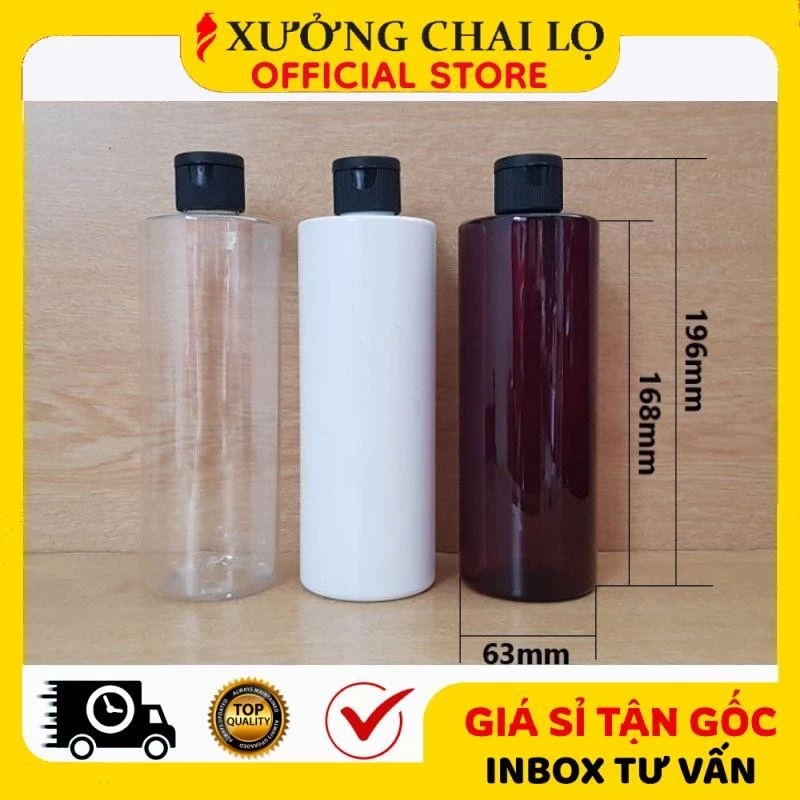 Chai Nhựa Nắp Bật ❣️BUÔN SỈ RẺ❣️ Chai Nhựa Pet Nắp Bật 200ml 300ml 500ml Vai Ngang Cao Chiết Mỹ Phẩm