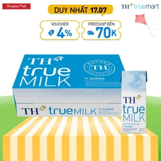 Thùng 48 hộp sữa tươi tiệt trùng ít đường TH True Milk 180ml (180ml x 48)