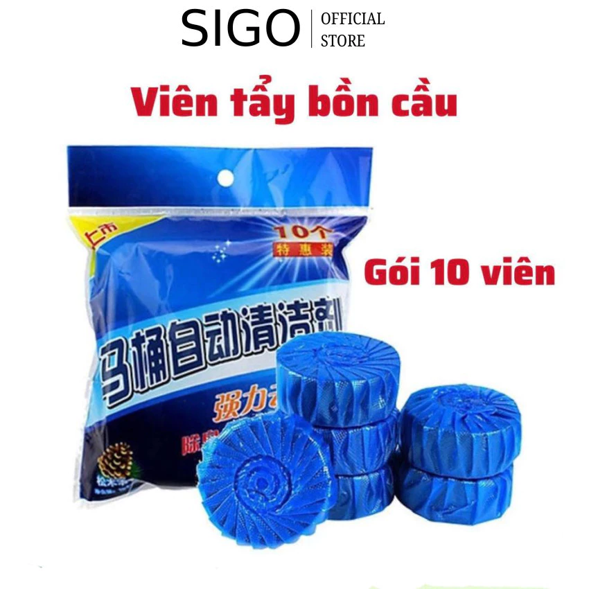 Viên tẩy bồn cầu COMB0 50 VIÊN Viên thả bồn cầu khử mùi hôi sạch mảng bám vi khuẩn viên thả toilet SIGO