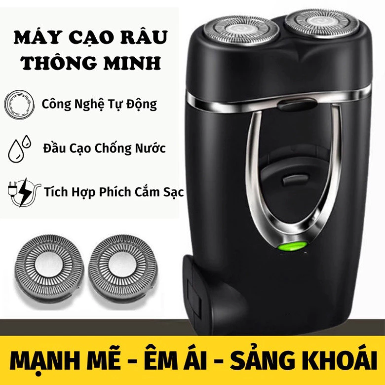 Máy Cạo Râu Mini 2 Lưỡi Cạo Nổi Máy Cạo Râu Đa Năng Đầu Cạo Chống Nước Đèn Rọi Ray ASAKI - R2 New