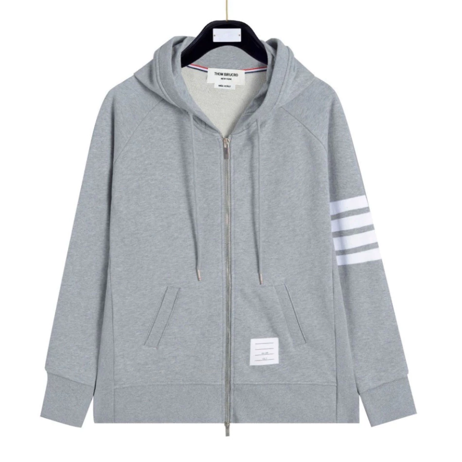 Áo Hoodie Zip có dây rút kết hợp sọc kẻ cánh tay chất nỉ dày dặn - Áo khoác nam nữ phong cách trẻ trung hot trend