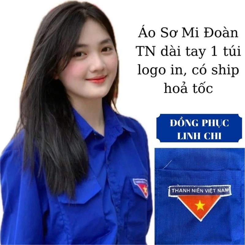 Áo sơ mi Đoàn Thanh Niên Dài Tay Vải Thô 1 Túi Giá Rẻ