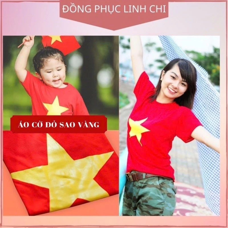 (HOẢ TỐC HÀ NỘI) Áo Cờ Đỏ Sao Vàng Chất Cotton 2 Chiều Người Lớn, Trẻ Em