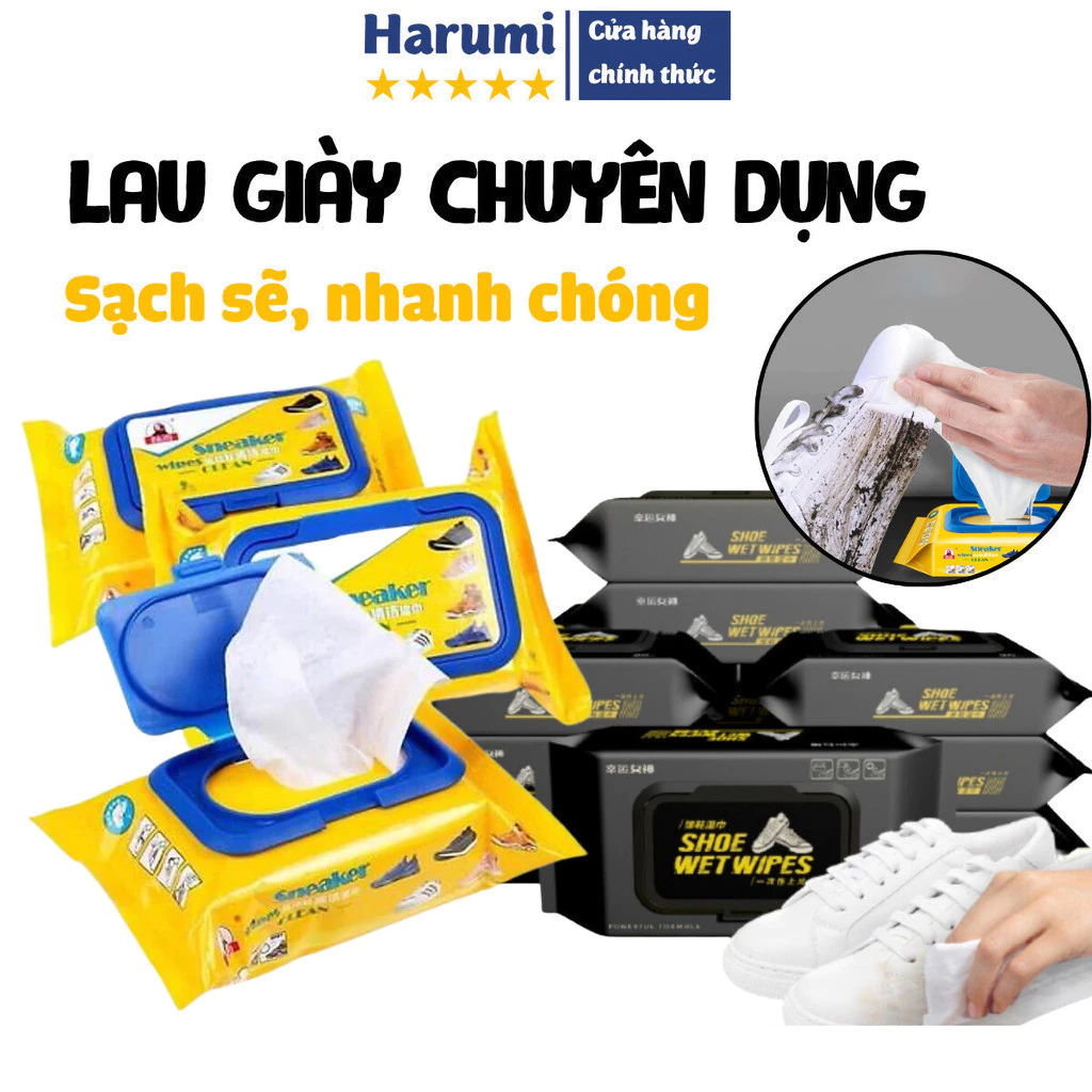 Khăn Giấy Lau Giày Sneaker Siêu Sạch, Tiện Dụng,  Hộp 30 Tờ Siêu Hot Không Hoá Chất Làm Hại Da Tay, Khăn Lau Giày