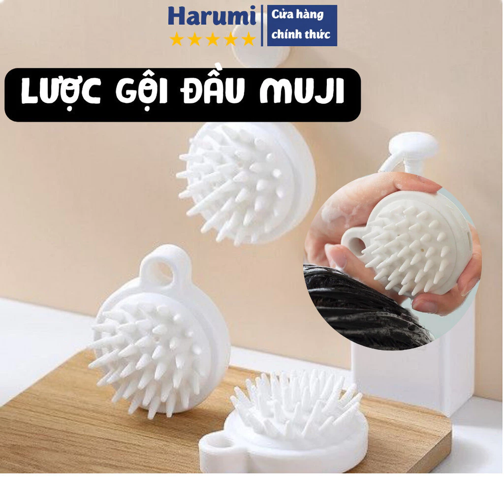 Lược Gội Đầu Muji Xuất Nhật, Massage Đầu Giảm Stress, Làm Sạch Da Đầu, Kích Thích Mọc Tóc