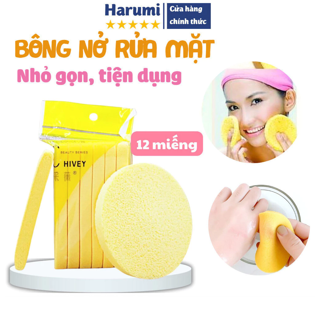 Bọt Biển - Bông Nở Rửa Mặt, Bông Mút Tẩy Trang Chivey 12 Thanh Dày Dặn Siêu Tiết Kiệm Pad Rửa Mặt