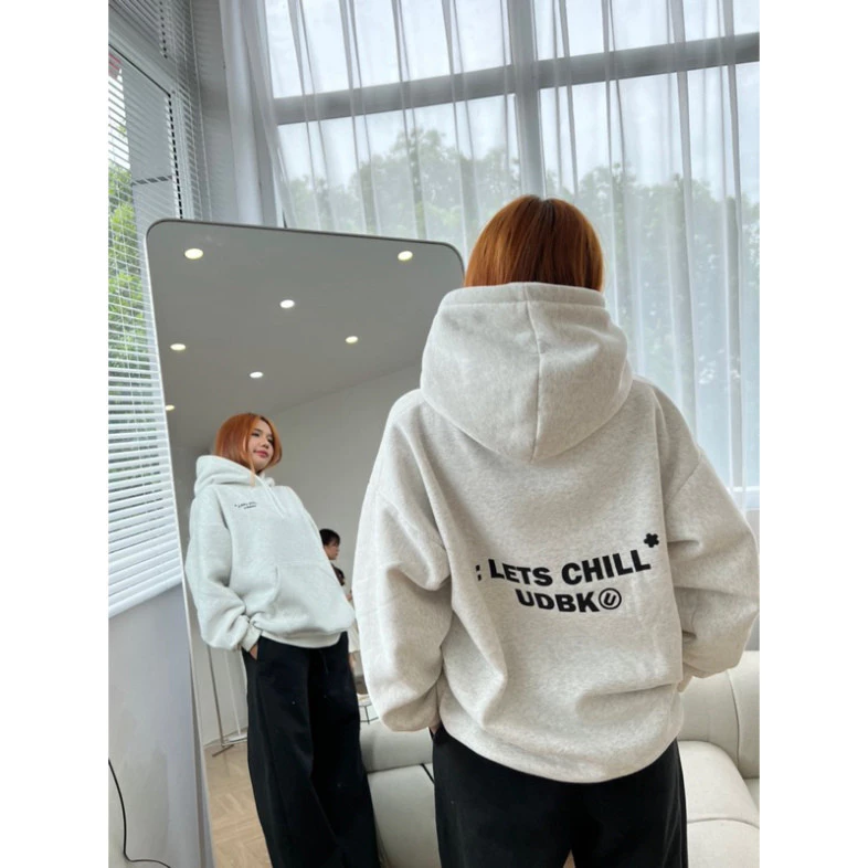 Áo Hoodie Nỉ Bông In Chữ Lets Chill 2 Mặt Form Rộng , Áo Nỉ Hoodie Nam Nữ Unisex Màu Xám Tiêu Cao Cấp Hot Nhất 2024