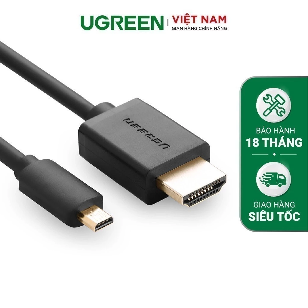 Cáp chuyển Micro HDMI Type D sang HDMI Type A UGREEN HD127 | Bảo hành 18 tháng 1 đổi 1