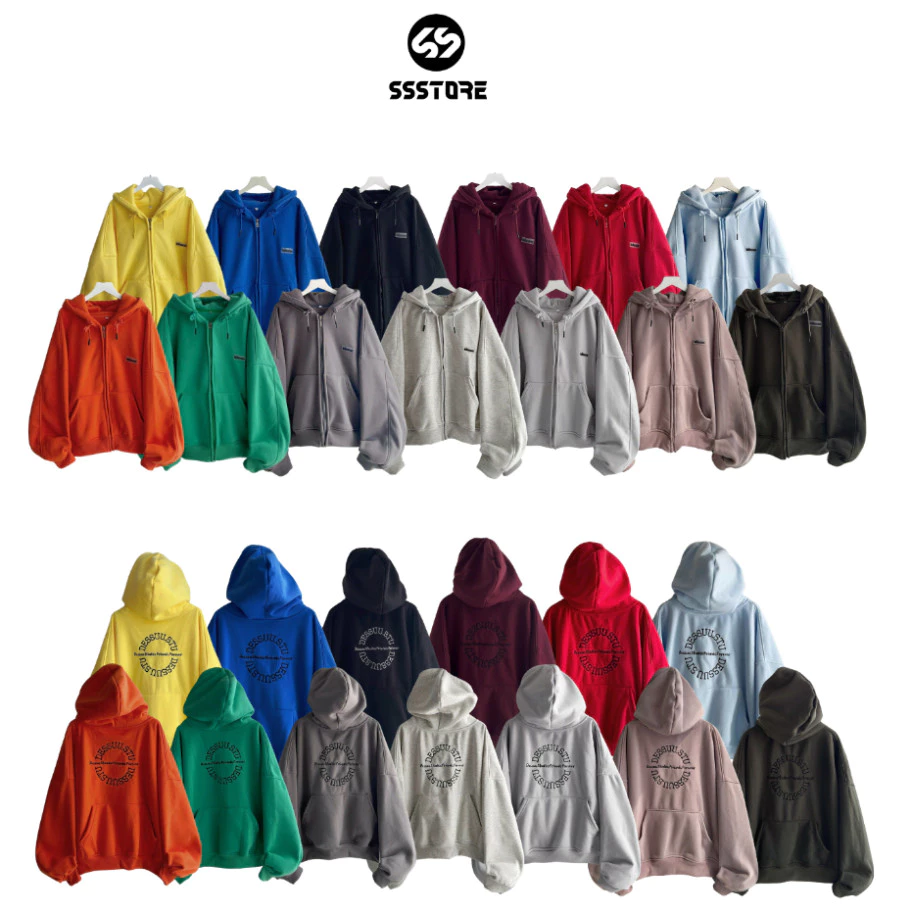 Áo Khoác Hoodie Form Boxy Dessuu Túi Ngược Nhiều Màu Nam Nữ Tay Phồng