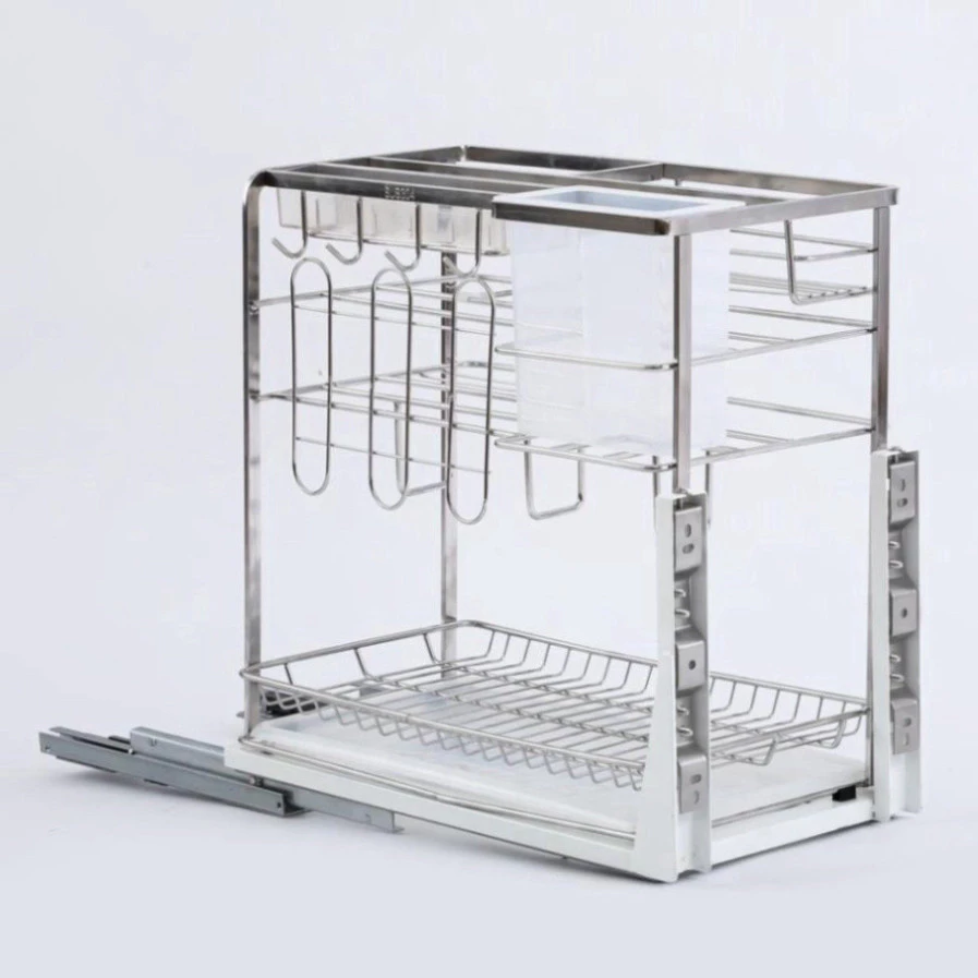 Giá Đựng Dao Thớt Inox Mart.home SUS 304 Chống Han Gỉ Có Ray Giảm Chấn Đựng Dao, Thớt, Gia Vị, Nắp Vung BH 10 Năm