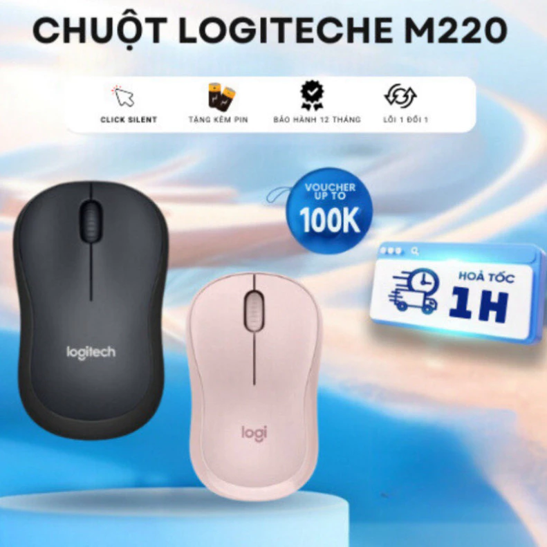 Chuột không dây Logitech M220 Click Silent - giảm ồn, USB, phù hợp cho PC/ Laptop HOT HOT