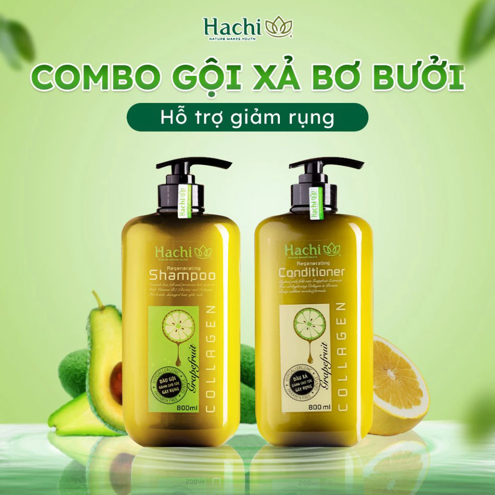 Dầu Gội, Xả thiên chiết xuất bơ bưởi cho tóc gãy rụng Hachi Regenerating