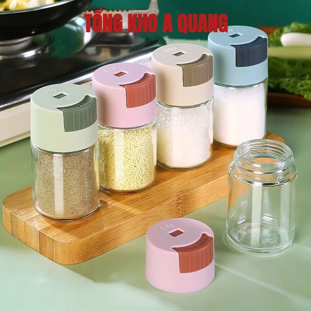 Lọ Đựng Gia Vị Thủy Tinh Nhà Bếp 180ml Có Nút Bấm Thông Minh Giúp Điều Chỉnh Định Lượng Dễ Dàng, Hũ Đựng Gia Vị Cao Cấp