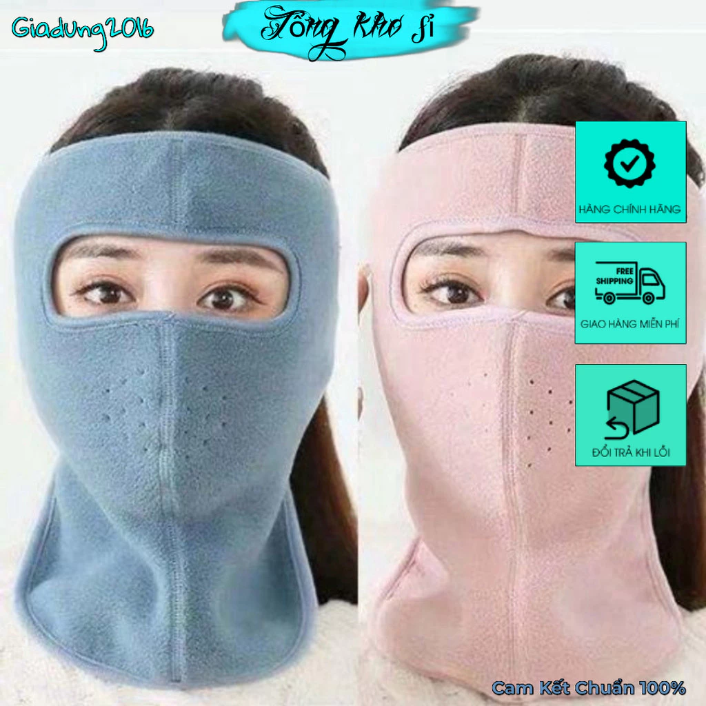 Khẩu Trang Ninja Vải Nỉ Dán Gáy Che Kín Mặt Tai 🌏FREE SHIP🌎 Chống Nắng Chạy Xe loại trùm cổ (Tuyển Sỉ)