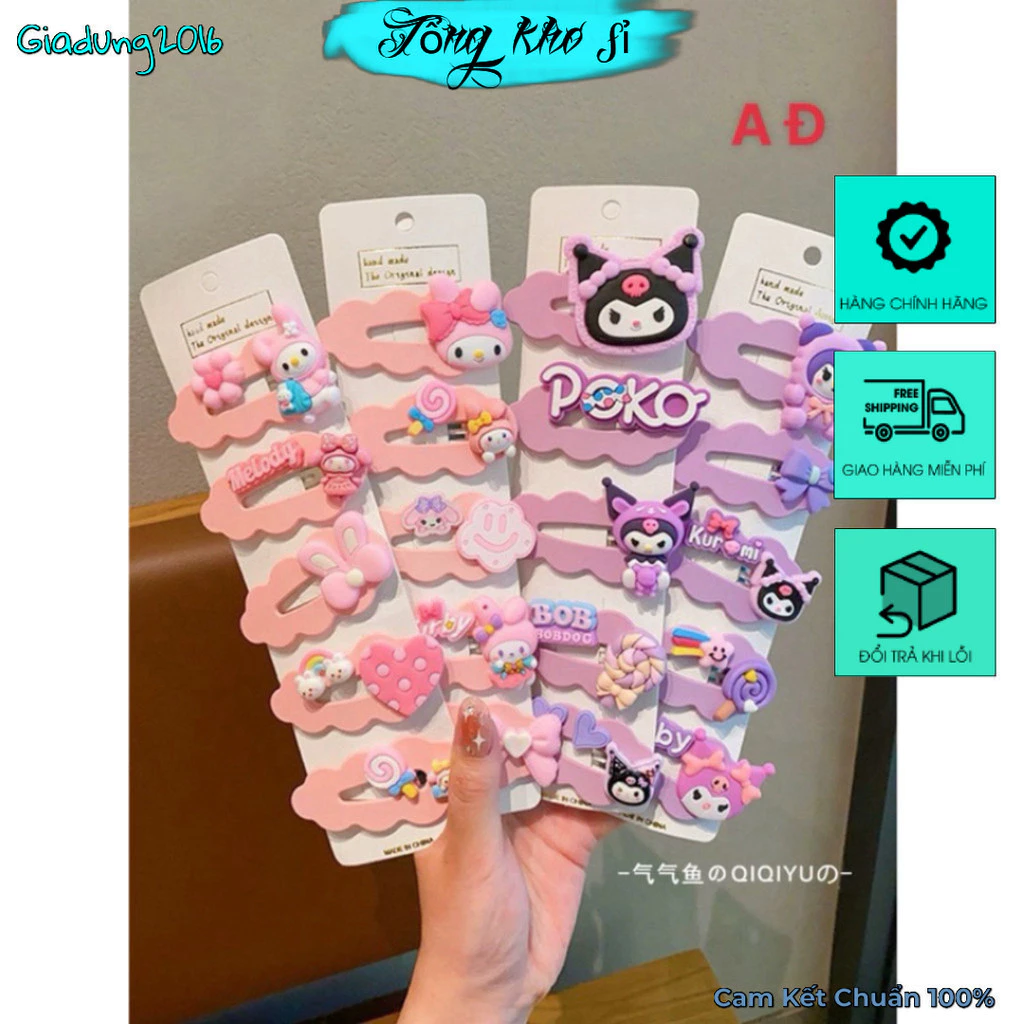 Kẹp Tóc Bé Gái Kuromi 🌏FREE SHIP🌎 Kẹp Tóc Cô Gái Influencer Không Làm Tổn Thương Mũ Đội Đầu Dễ Thương Cho Bé Kẹp Tóc