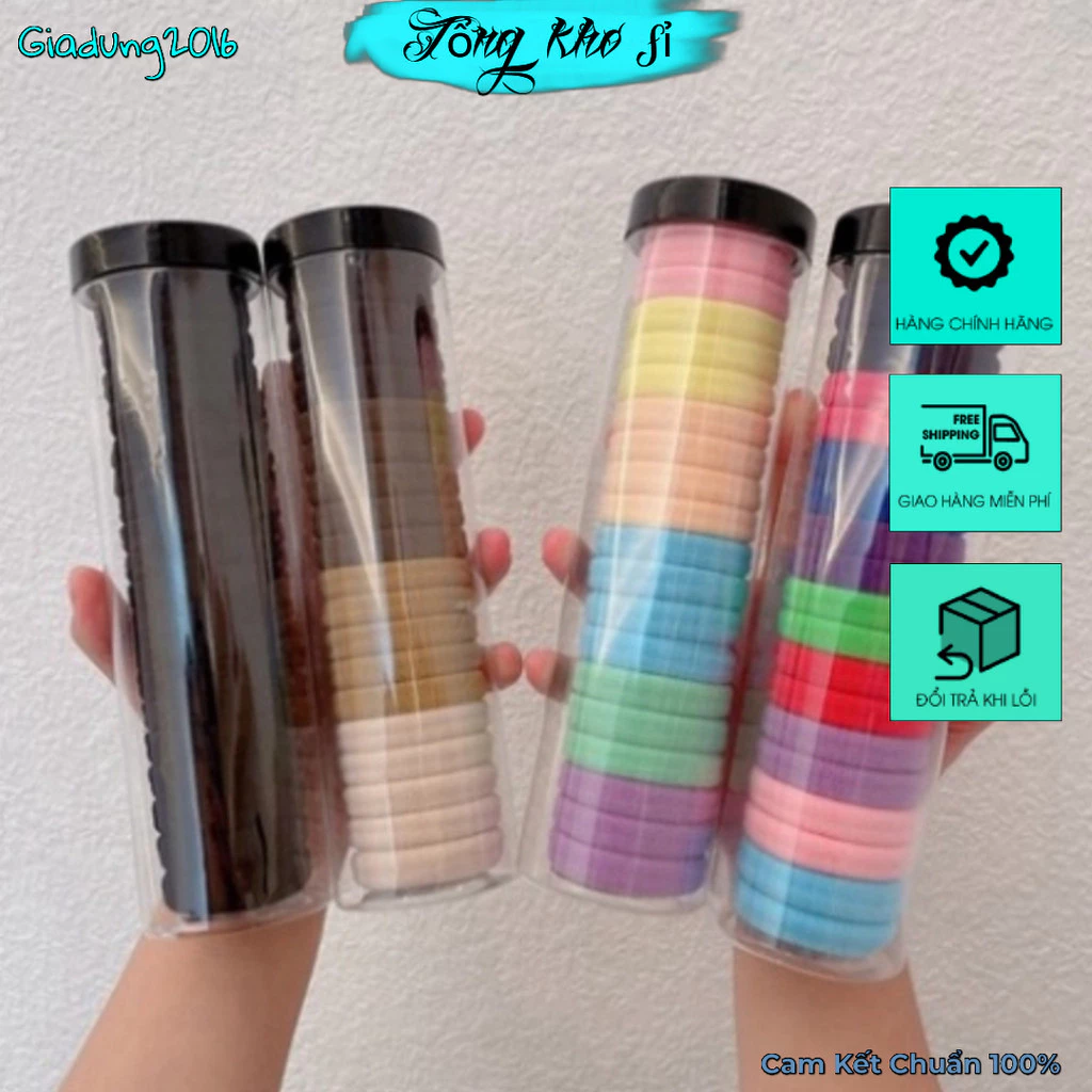 Dây buộc tóc 🌏FREE SHIP🌎 sét 20 chun cột tóc bằng vải nhiều màu sắc kèm ống đựng trong suốt B52