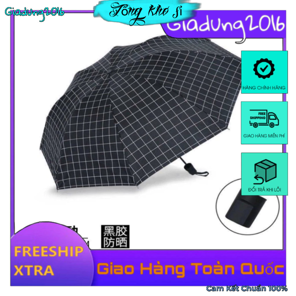 🌏FREE SHIP🌎 Ô Gấp Gọn Kẻ Caro Tiện Lợi Đi Du Lịch,Dã Ngoại - Dù Gấp Gọn Che Mưa Che Nắng Thời Trang Kẻ Ô Vuông