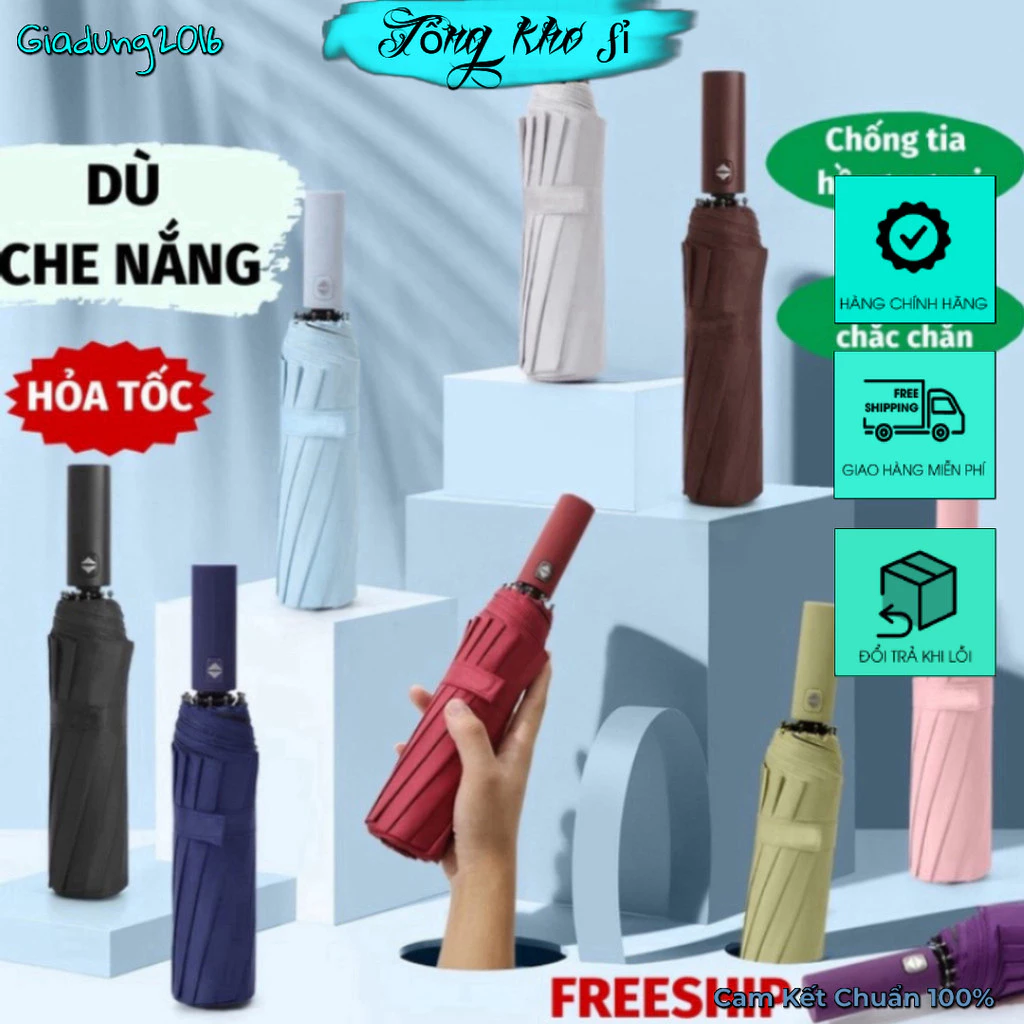 Ô Gấp Gọn Ô Che Mưa 12 Nan Tự Động Đóng Mở 🌏FREE SHIP🌎 Chống Tia UV Dù Che Mưa B52