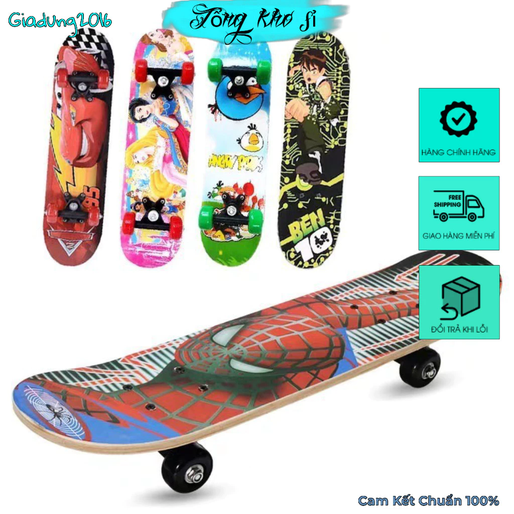Ván Trượt Patin Trẻ Em Cao Cấp 🌏FREE SHIP🌎 Ván Trượt Thể Thao Gỗ Phong Ép 8 Lớp