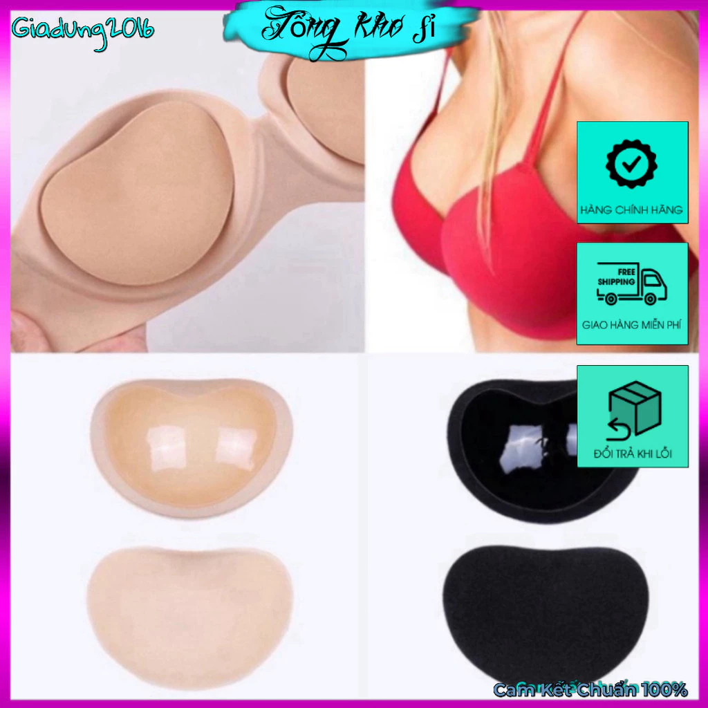 Miếng Độn ngực Tim 🌏FREE SHIP🌎 Đệm lót áo, Độn Ngực Phối Silicon Chống Tuột Đệm 2cm Siêu Nâng Ngực Tái Sử Dụng