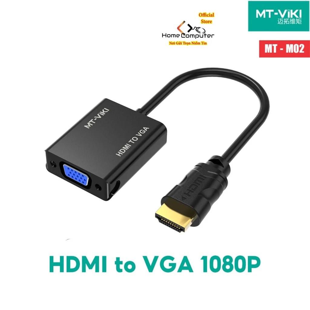 Cáp chuyển Hdmi ra Vga viki có âm thanh, hình ảnh sắc nét Full HD 1080p không cần cài đặt