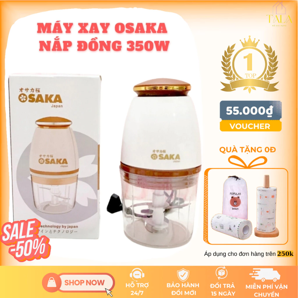 Máy Xay Đa Năng OSAKA Nắp Đồng Japan Cao Cấp FP126P Dung Tích 700ml - 350W - Xay Thịt Cá Rau Củ - Xay Sinh Tố - Xay Đá