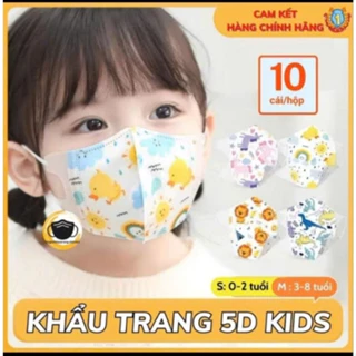 SET 100 cái Khẩu Trang 5D Trẻ em KHẨU TRANG CHO BÉ Từ 0-9 Tuổi Khẩu Trang 3 Lớp Ôm sát Khuôn Mặt Bé