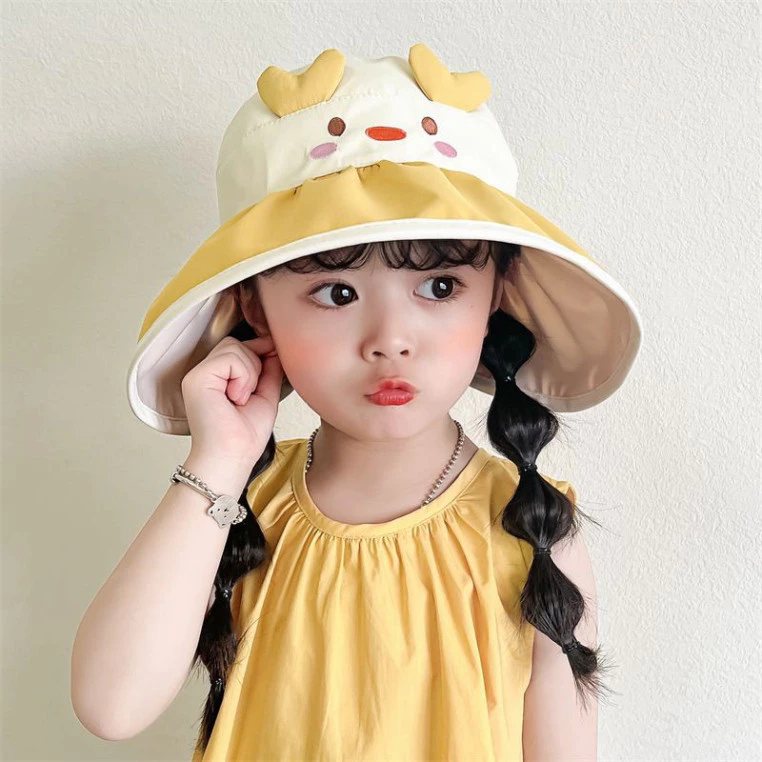 Mũ Rộng Vành Che Nắng Cho Bé 2-10 Tuổi 🍀FREESHIP🍀Mũ Cói CHống Nắng Hở Chóp Họa Tiết Hoạt Hình Dễ Thương Cho Bé