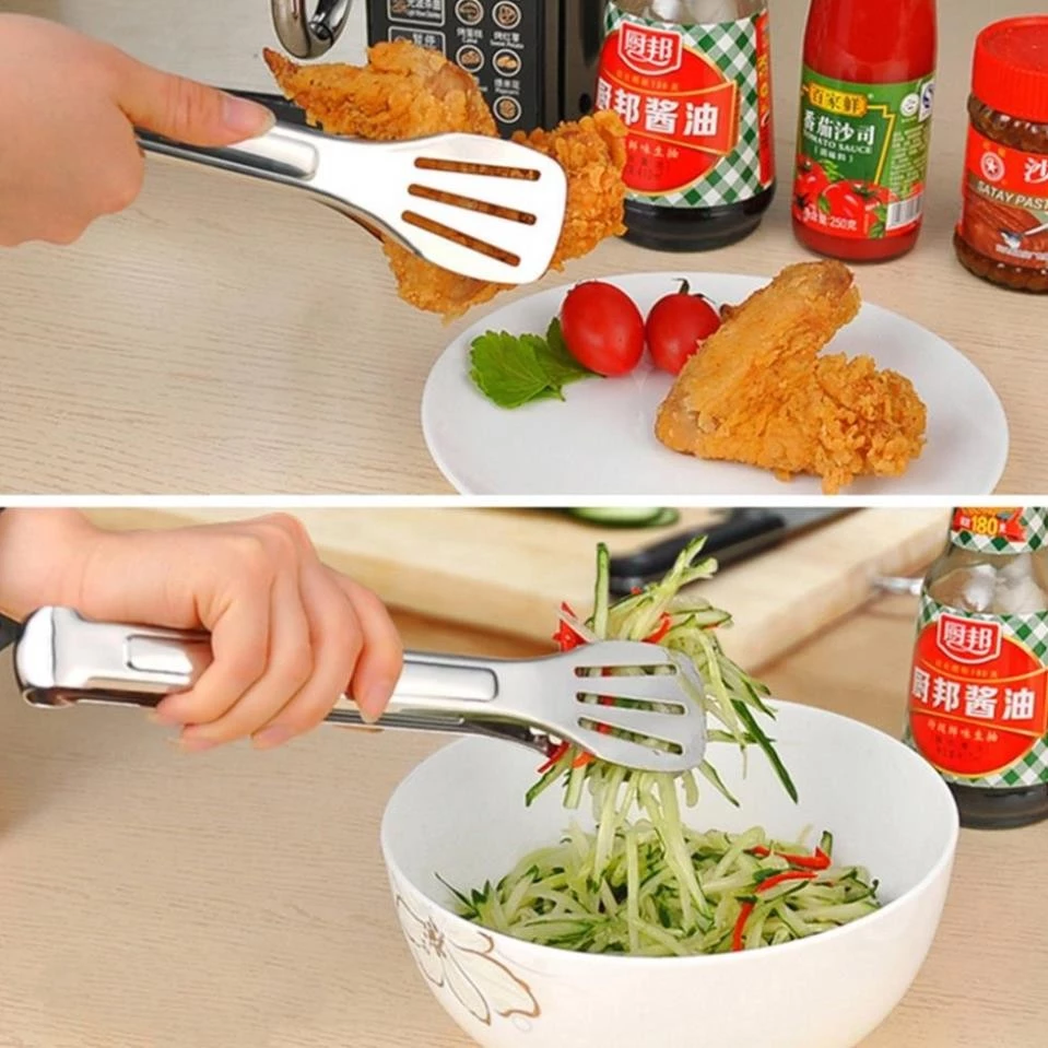 Kẹp Inox Đa Năng Gắp Đồ Chiên Rán- Kẹp Gắp Thực Phẩm Inox Cao Cấp Gắp Bánh Mì/ Bánh Ngọ